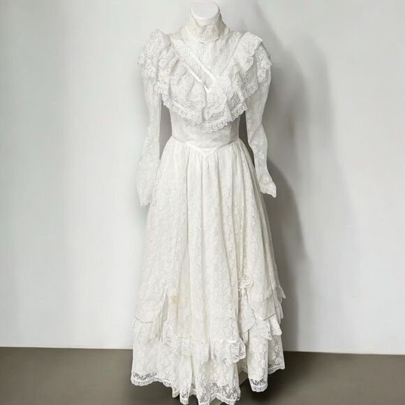 Jessica McClintock Wedding Dress Lace Prairie Dress size 9 - Picture 16 of 16